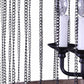 Black And Natural Wood and Metal Cylinder Six Light Dimmable Chandelier