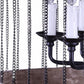Black And Natural Wood and Metal Cylinder Six Light Dimmable Chandelier