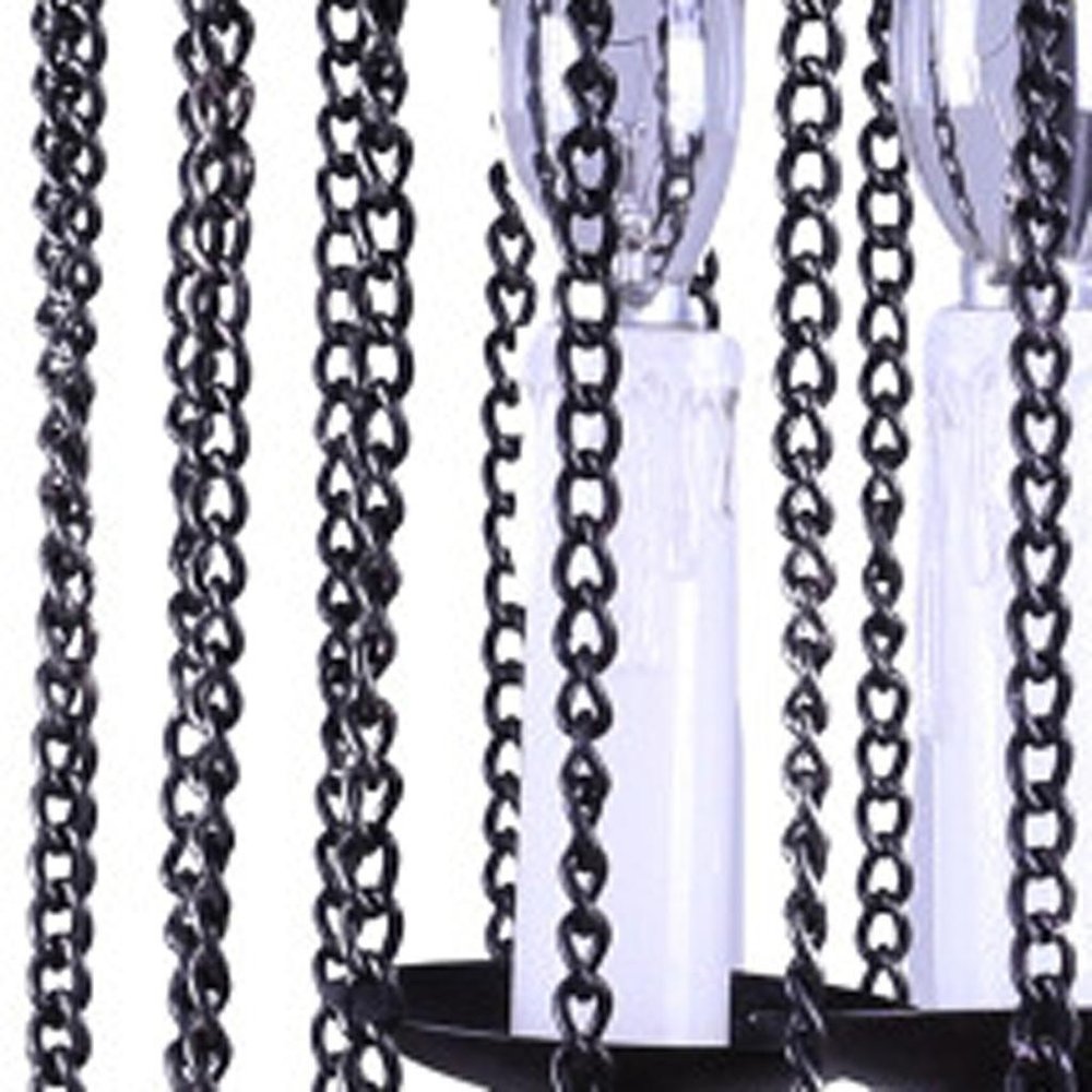 Black And Natural Wood and Metal Cylinder Three Light Dimmable Chandelier