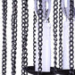 Black And Natural Wood and Metal Cylinder Three Light Dimmable Chandelier
