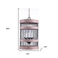 Black And Natural Wood and Metal Cylinder Three Light Dimmable Chandelier