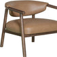 33" Brown and Dark Brown Faux Leather And Wood Arm Chair