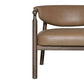 33" Brown and Dark Brown Faux Leather And Wood Arm Chair