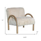 30" Off White and Natural Faux Fur And Wood Arm Chair