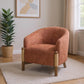 30" Rust and Brown Fabric And Wood Arm Chair