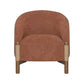 30" Rust and Brown Fabric And Wood Arm Chair