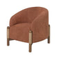 30" Rust and Brown Fabric And Wood Arm Chair