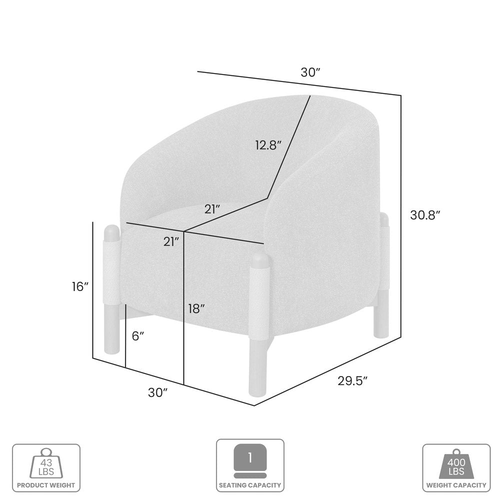 30" Rust and Brown Fabric And Wood Arm Chair