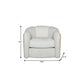 34" Off White and Natural Fabric Wood And Rattan Swivel Arm Chair