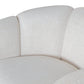 34" Off White and Natural Fabric Wood And Rattan Swivel Arm Chair