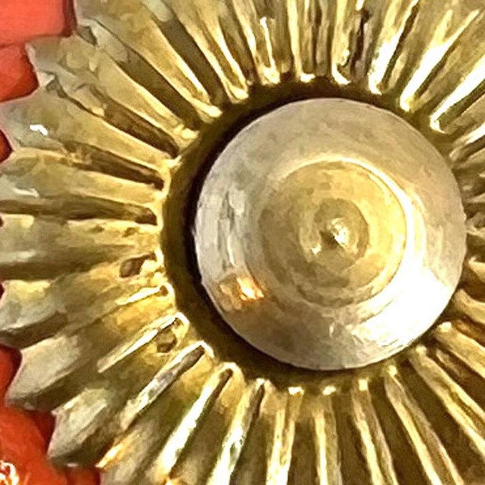 Set of Six Coral And Gold Ceramic Drawer Pull Knobs