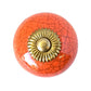 Set of Six Coral And Gold Ceramic Drawer Pull Knobs