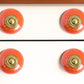 Set of Six Coral And Gold Ceramic Drawer Pull Knobs