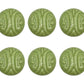 Set of Six Green Mushroom Knob Embossed Ceramic Drawer Pull Knobs