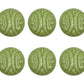 Set of Six Green Mushroom Knob Embossed Ceramic Drawer Pull Knobs