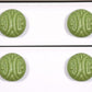Set of Six Green Mushroom Knob Embossed Ceramic Drawer Pull Knobs