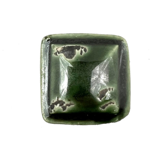 Set of Six Green Square Knob Ceramic Drawer Pull Knobs