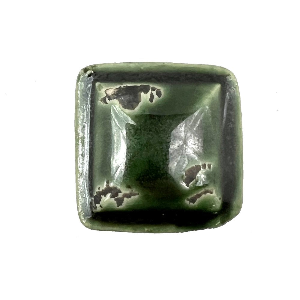 Set of Six Green Square Knob Ceramic Drawer Pull Knobs