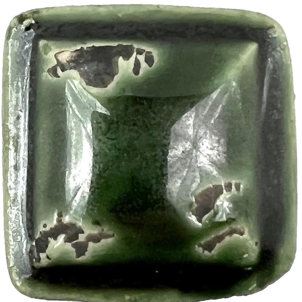Set of Six Green Square Knob Ceramic Drawer Pull Knobs