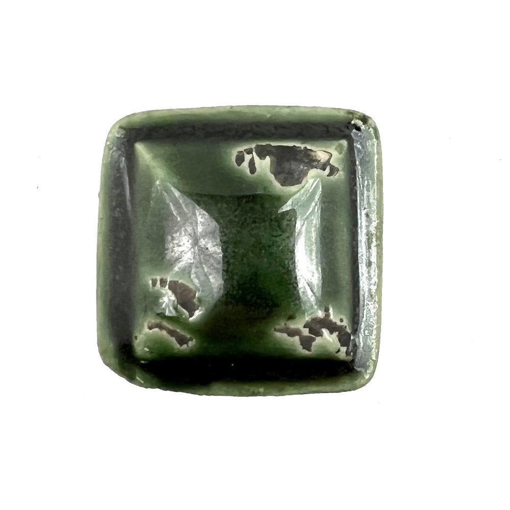Set of Six Green Square Knob Ceramic Drawer Pull Knobs