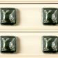 Set of Six Green Square Knob Ceramic Drawer Pull Knobs