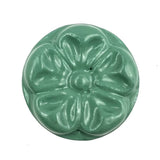 Set of Six Green Mushroom Knob Floral Ceramic Drawer Pull Knobs