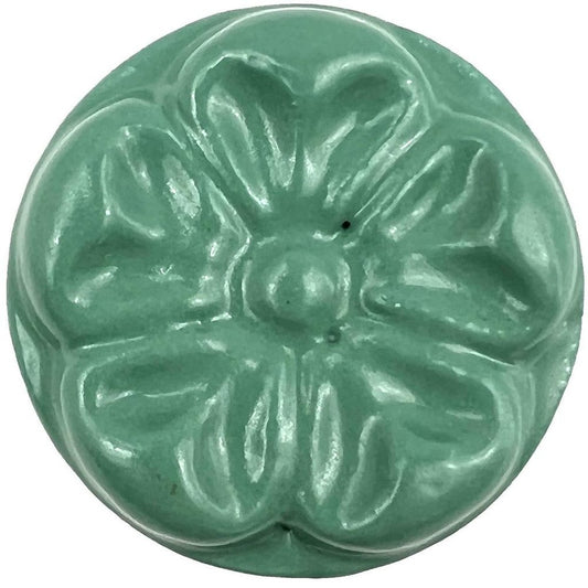 Set of Six Green Mushroom Knob Floral Ceramic Drawer Pull Knobs