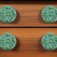Set of Six Green Mushroom Knob Floral Ceramic Drawer Pull Knobs