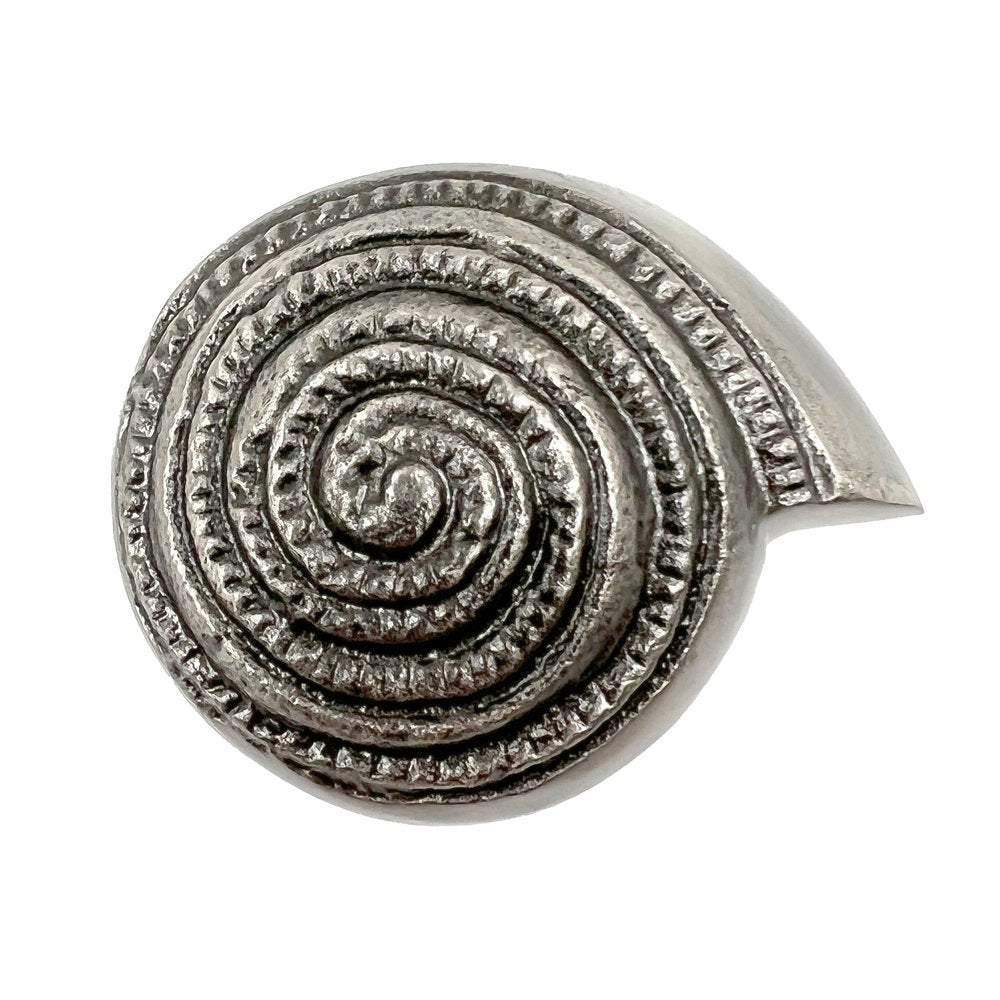 Set of Six Silver Novelty Knob Seashell Cast Aluminum Drawer Pull Knobs