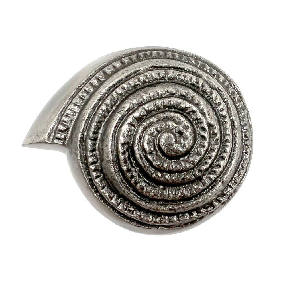 Set of Six Silver Novelty Knob Seashell Cast Aluminum Drawer Pull Knobs