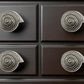 Set of Six Silver Novelty Knob Seashell Cast Aluminum Drawer Pull Knobs
