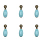 Set of Six Aqua And Brown Oval Knob Ceramic Drawer Pull Knobs