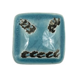 Set of Six Teal Square Knob Ceramic Drawer Pull Knobs