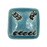Set of Six Teal Square Knob Ceramic Drawer Pull Knobs