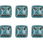 Set of Six Teal Square Knob Ceramic Drawer Pull Knobs