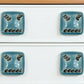 Set of Six Teal Square Knob Ceramic Drawer Pull Knobs