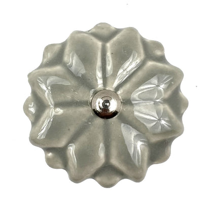 Set of Six Gray Ceramic Drawer Pull Knobs