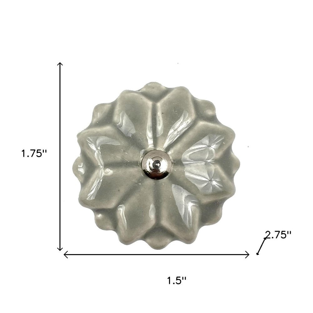 Set of Six Gray Ceramic Drawer Pull Knobs