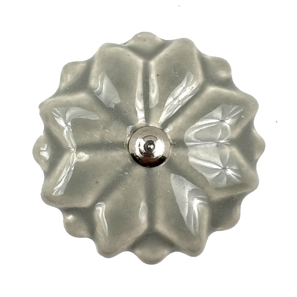 Set of Six Gray Ceramic Drawer Pull Knobs