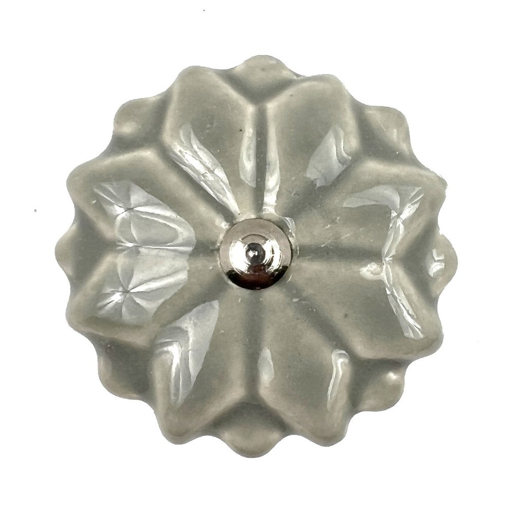 Set of Six Gray Ceramic Drawer Pull Knobs