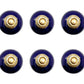 Set of Six Cobalt And Gold Ceramic Drawer Pull Knobs