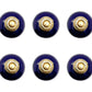 Set of Six Cobalt And Gold Ceramic Drawer Pull Knobs