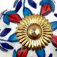 Set of Six Blue Red And White Floral Knob Ceramic Drawer Pull Knobs