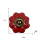 Set of Six Red Floral Knob Ceramic Drawer Pull Knobs