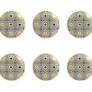 Set of Six Gold Silver And White Geometric Ceramic Drawer Pull Knobs