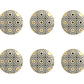 Set of Six Gold Silver And White Geometric Ceramic Drawer Pull Knobs