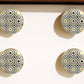 Set of Six Gold Silver And White Geometric Ceramic Drawer Pull Knobs