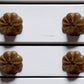Set of Six Brown Floral Knob Wood Drawer Pull Knobs