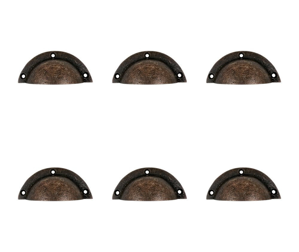 Set of Six Bronze Novelty Knob Metal Drawer Pull Knobs