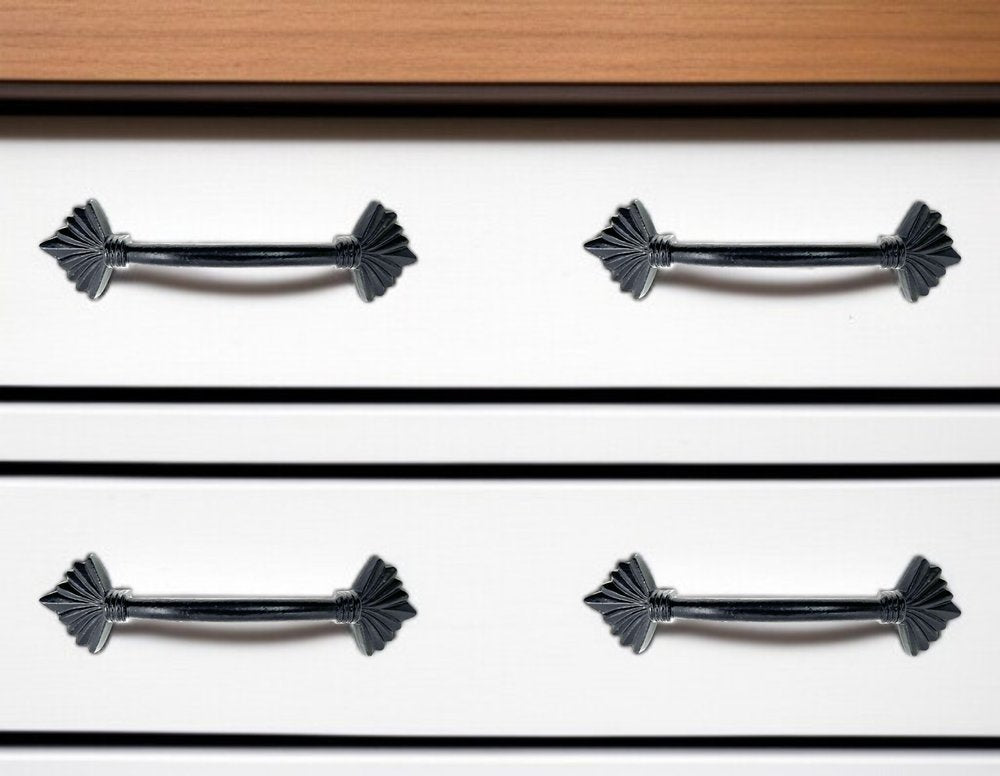 Set of Six Antiqued Silver Metal Drawer Pull Knobs